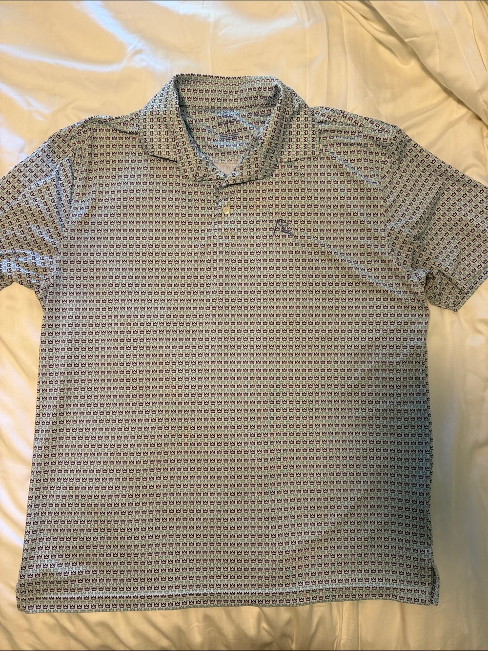 Rhoback Men's Light Blue Patterned Polo